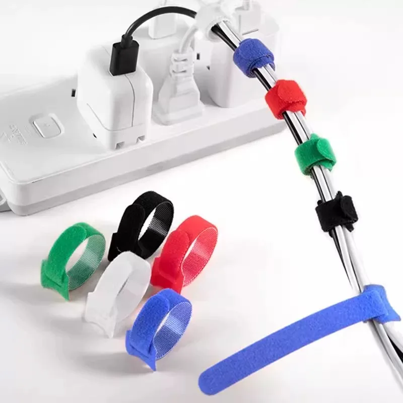 10/30/50pcs Multi-Purpose Fastener Cable Straps Tape Cable Ties Reusable Hook Loop Strips Wire Ties Cables Organizer Cord Wraps