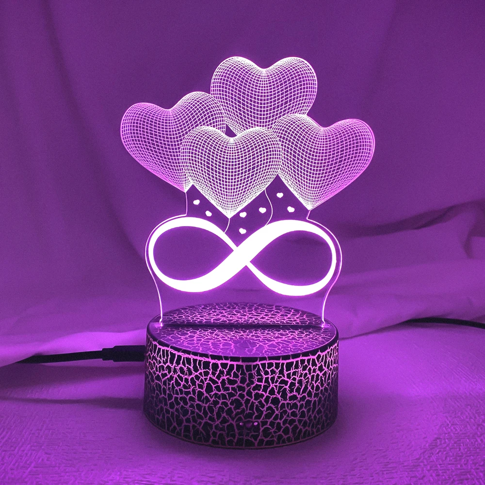 

3D Night Light Valentine's Day Mutual Gift Lovers LED Lamp Marry Desktop Decoration Bedroom Atmosphere Lights Dropshipping