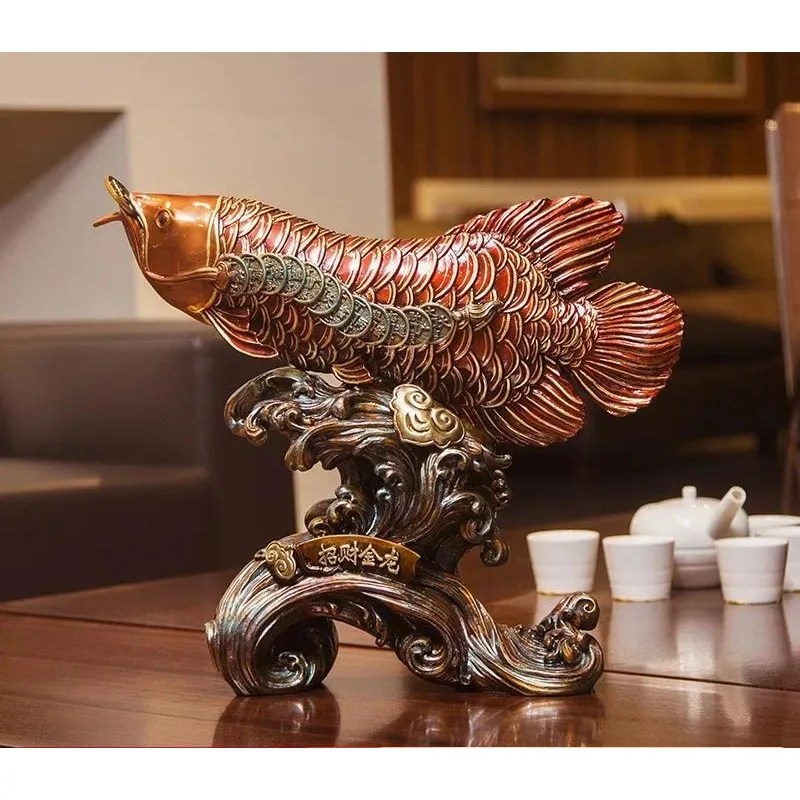 Golden arowana ornament, home furnishing, living room, office creative decoration, store opening craft gifts