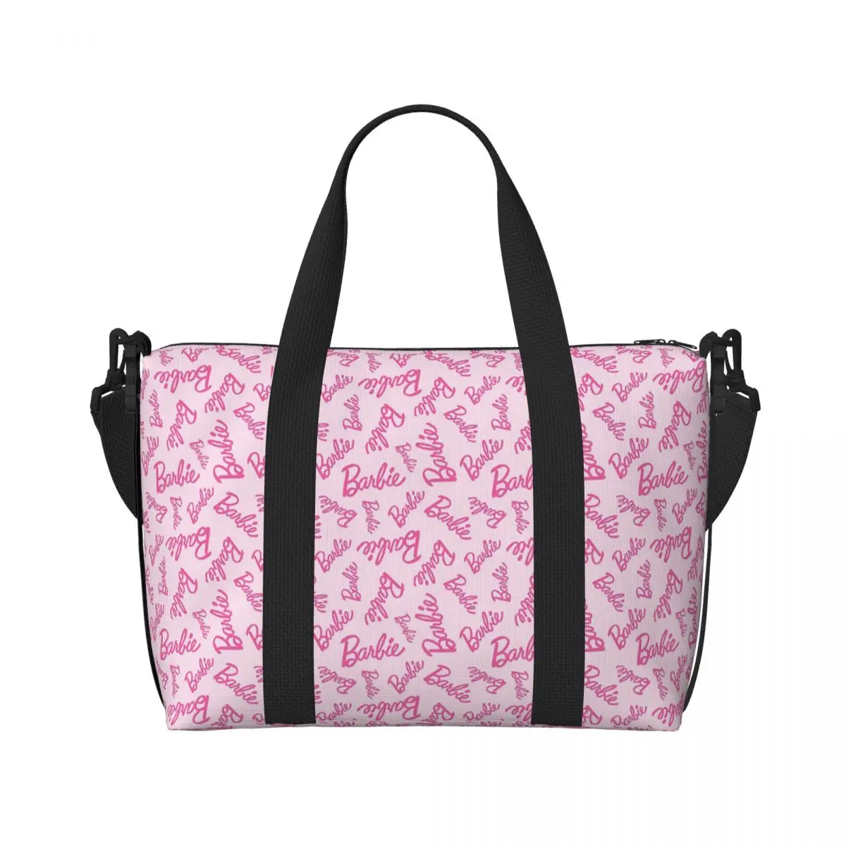 Borsa Tote da spiaggia Barbie rosa personalizzata per borse da viaggio da spiaggia da palestra con scomparto grande da donna