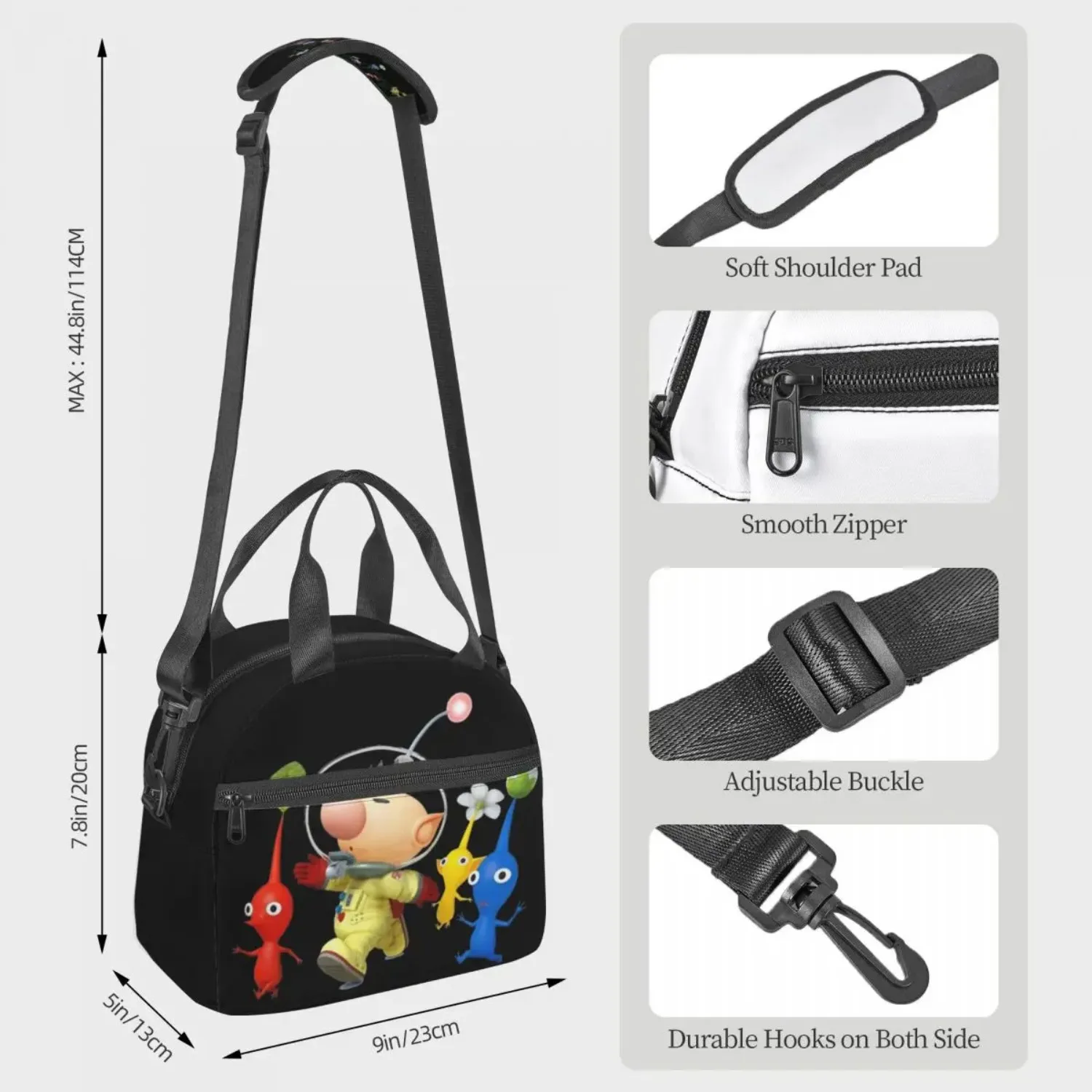 Pik Me Pikmin Logo Large Insulated Lunch Boxes with Adjustable Inside Strap Accessories Unique Lunch Container