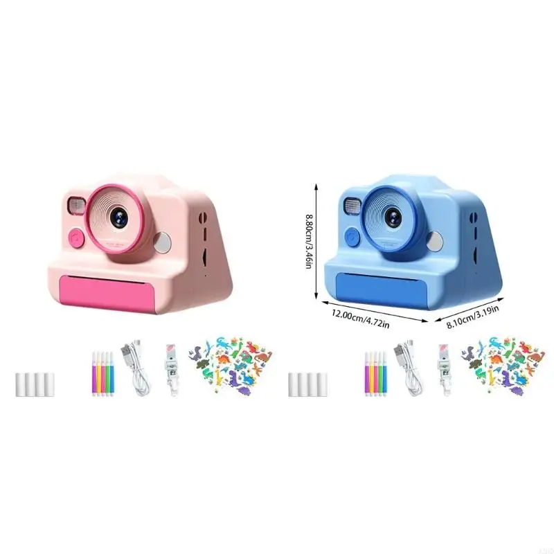 J2HD Children Digital Camera Toy com impressora fotográfica instantaneamente e papel fotográfico Telas proteção para os olhos