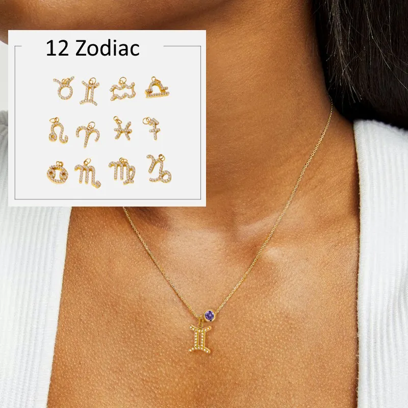 Hot cross-border 12 birthstones and 12 Constellations pendant accessories DIY universal chain combination, fashion DIY gifts
