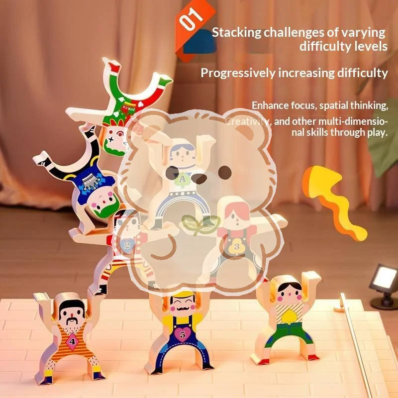 Montessori Educational Stacking Toys Non-Toxic Plastic Balance Strongman Dolls for Kids Family Game Night Party Favors