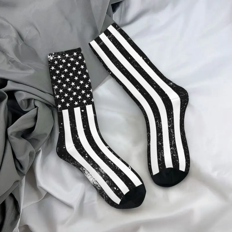 Cute Grunge American Flag Socks Women Men Warm 3D Printed United States USA Stars Stripe Basketball Sports Socks