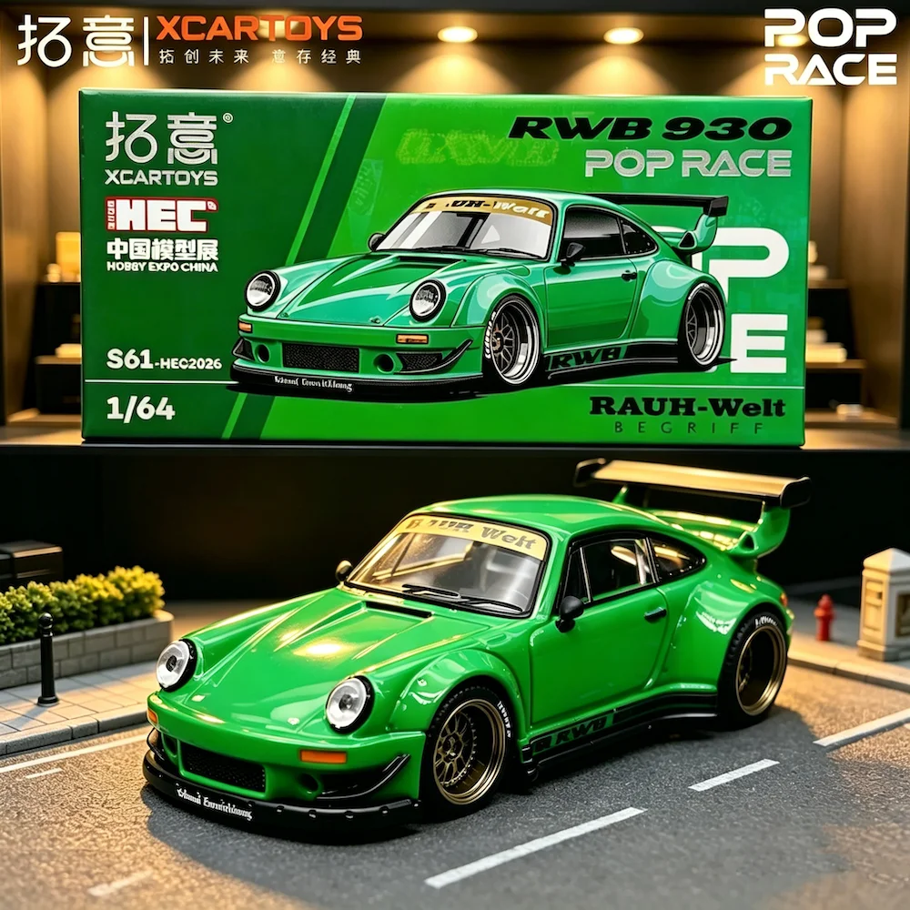 

New In Stock Xcartoys Pop Race 1:64 Porsche Rwb 930 Rauh-Welt Begriff Diecast Model Hec China Expo Edition Car Toys Model Gift