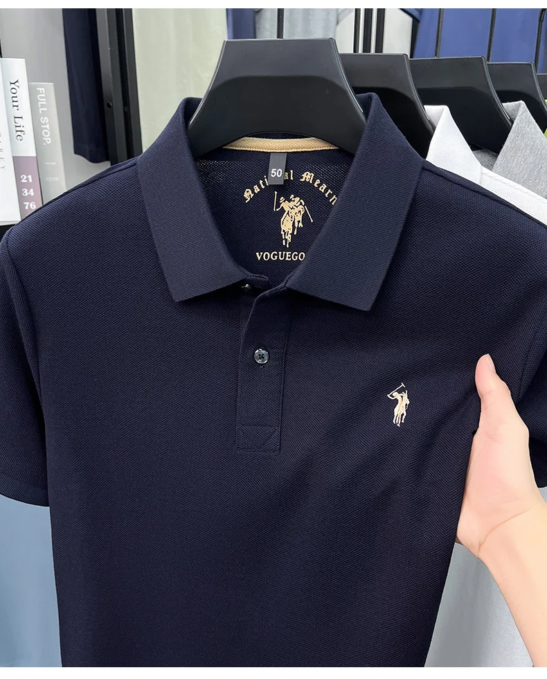 High-End 100% Baumwolle Kurzarm Polo Shirt Sommer Mode Luxus Marke Pony Stickerei T-Shirt Business Freizeit Golf Herrenkleidung – Detail 28