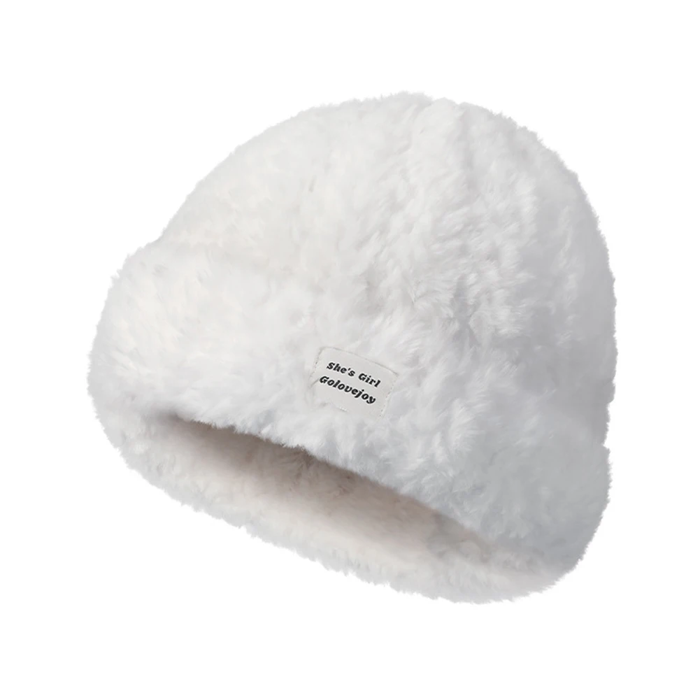 Women Fashion Cute Plush Hat DMZ95 Thickened Skullcap Female Stylish Solid Color Beanie Hats Casual Winter Outdoor Bonnet Caps