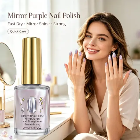 Mirror Nail Polish Quick Drying Baking Free Multi Color Refraction Gradient Long Last Shine Brighten Nail Surface Daily Nail Art