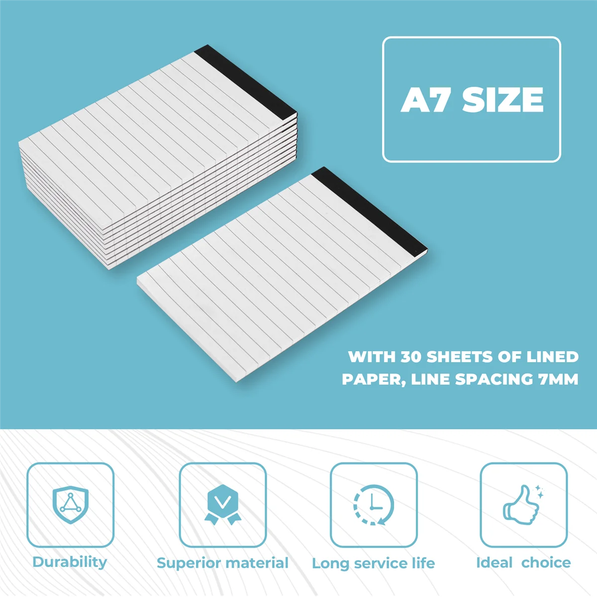 

A70P, 10 шт., блокнот с линией рукописного ввода, мини-карманный блокнот, сменный блокнот A7, сменный блокнот с 30 листовми в подкладке, офисные принадлежности