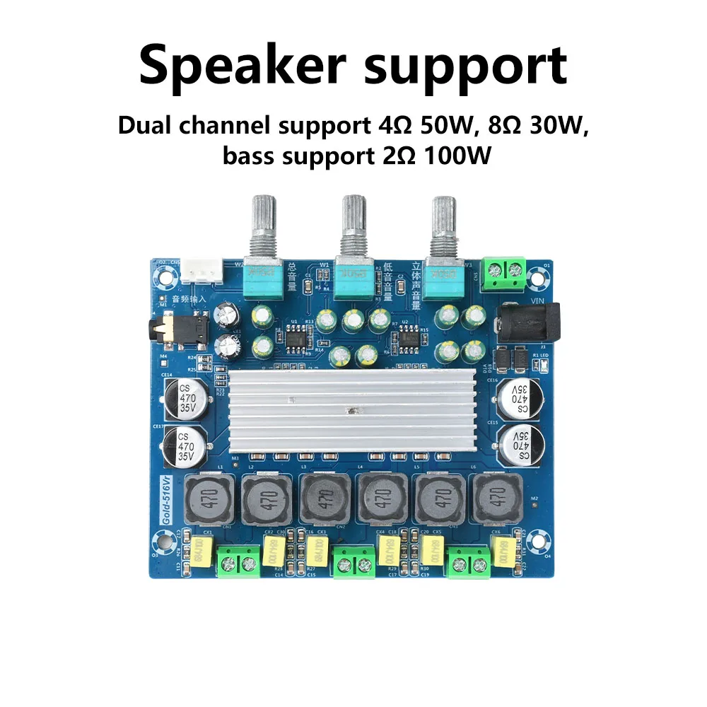 50W * 2 + 100W Scheda amplificatore audio stereo a doppio canale TPA3116D Classe D Amplificatori audio digitali a 2.1 canali Modulo AMP DC 8-24V