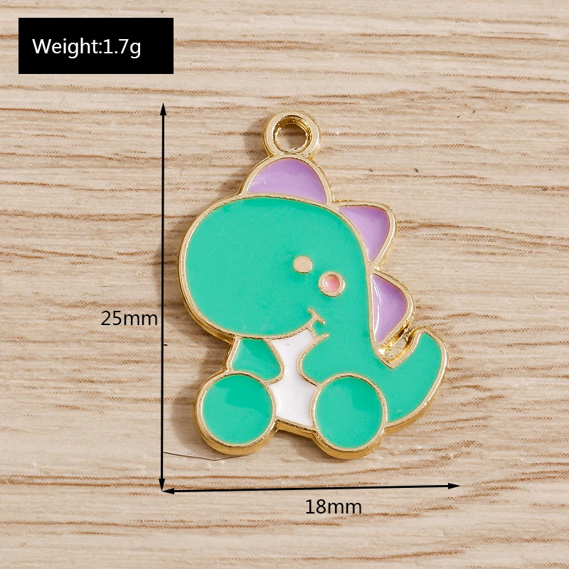 Tusember 10 Stück Mix Niedliche Charms Emaille Dinosaurier-Anhänger für Schmuckherstellung Niedliche Ohrringe Halsketten Armbänder DIY Bastelarbeiten – Detail 13