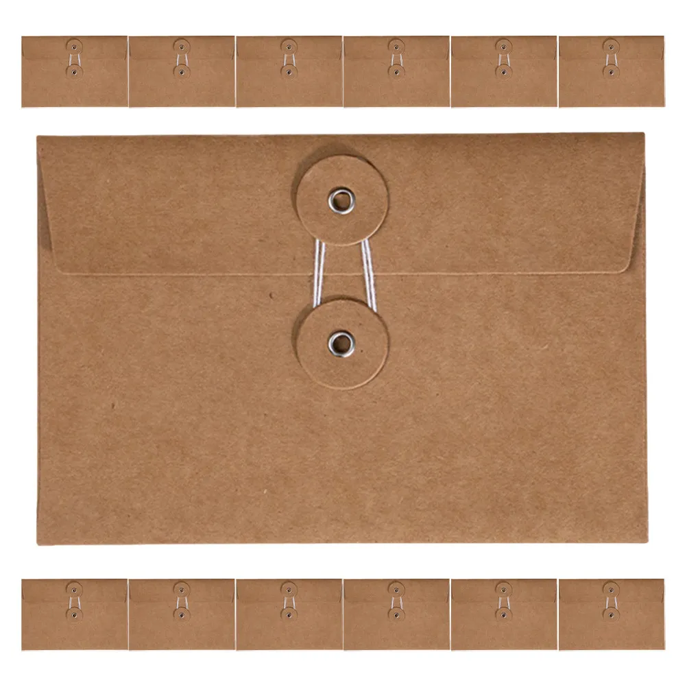 

20Pcs Reusable File Bags Kraft Paper Envelope Storage Organizer with String Closure for Office Document Filing Envelope Folder