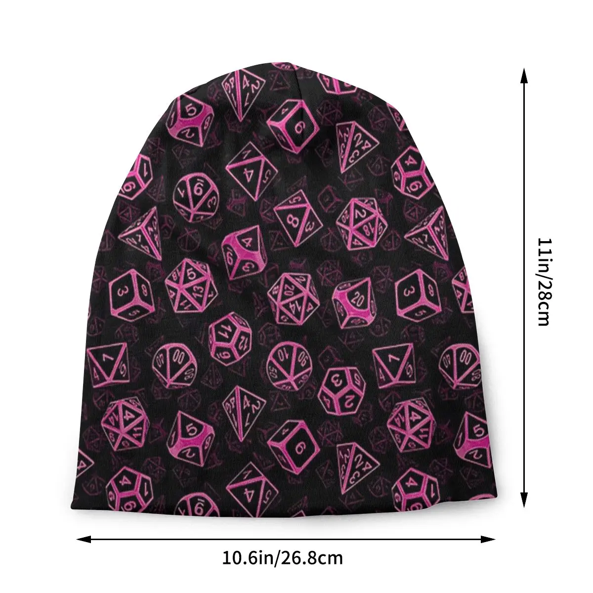 D20 Dice Set Pattern (Pink) Beanies Pullover Cap Comfortable , Adult Men's Woman Knit Hat