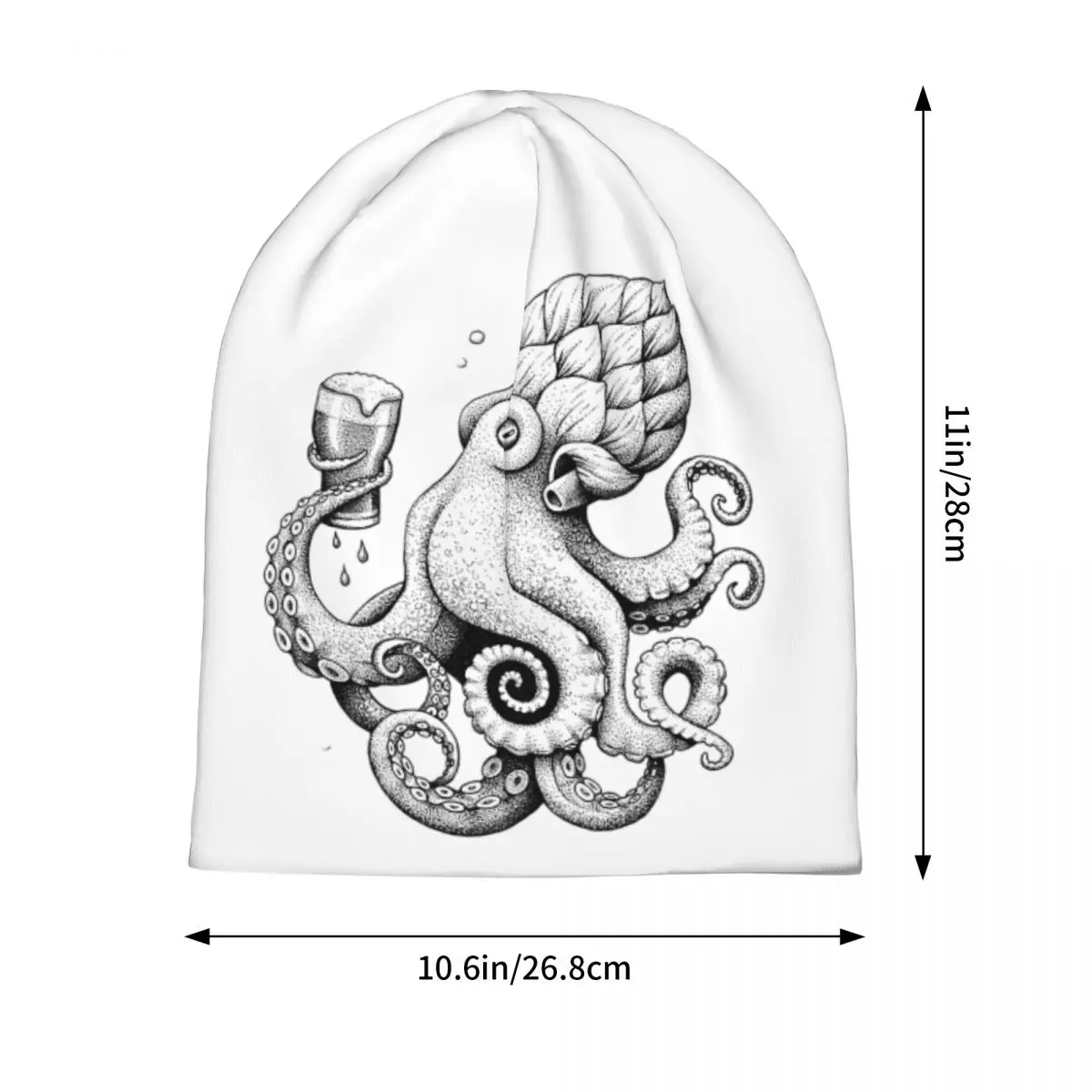 Hoptopus-The Beer Drinking Octopus Skullies Beanies Hats Warm Autumn Winter Outdoor Cap Knitted Bonnet Caps for Men Women Adult