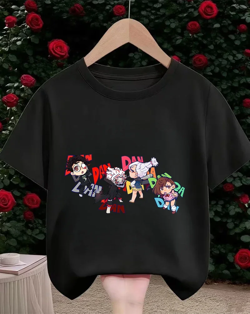 

Летняя футболка для мальчиков и девочек DAN DA DAN с модным мультяшным дизайном, повседневная, с круглым вырезом, для возраста 3-14 лет, коллекция 2026