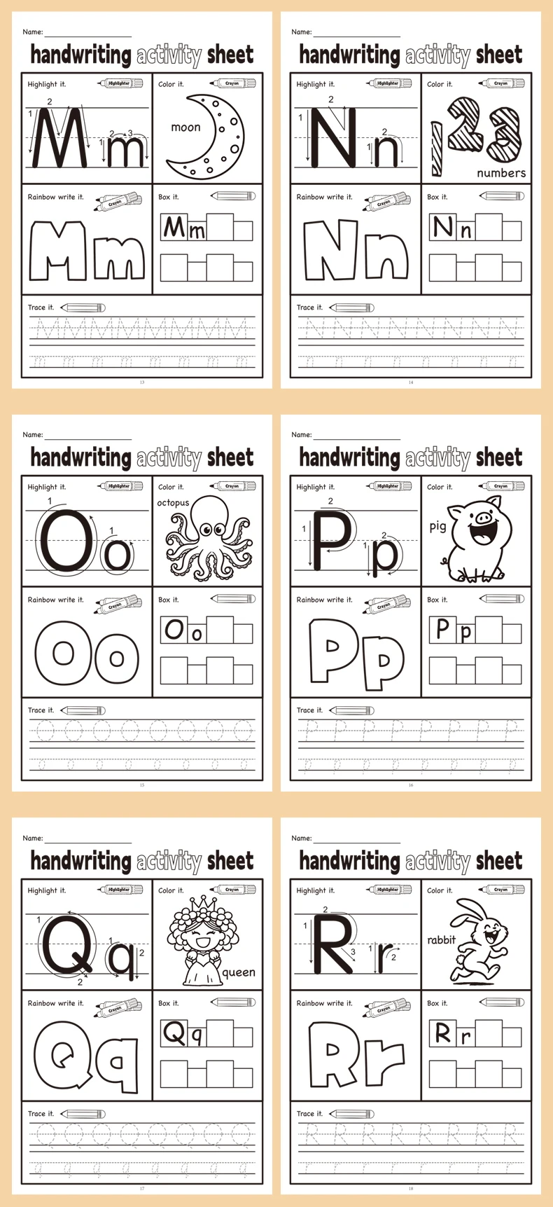 Arbeitsbuch mit ABC-Tracing-Buchstaben – lustiges englisches Alphabet-Tracing-Buch für Kinder, das zum Teilnahme im Schreibheft für frühes Lernen verwendet wird – Detail 3