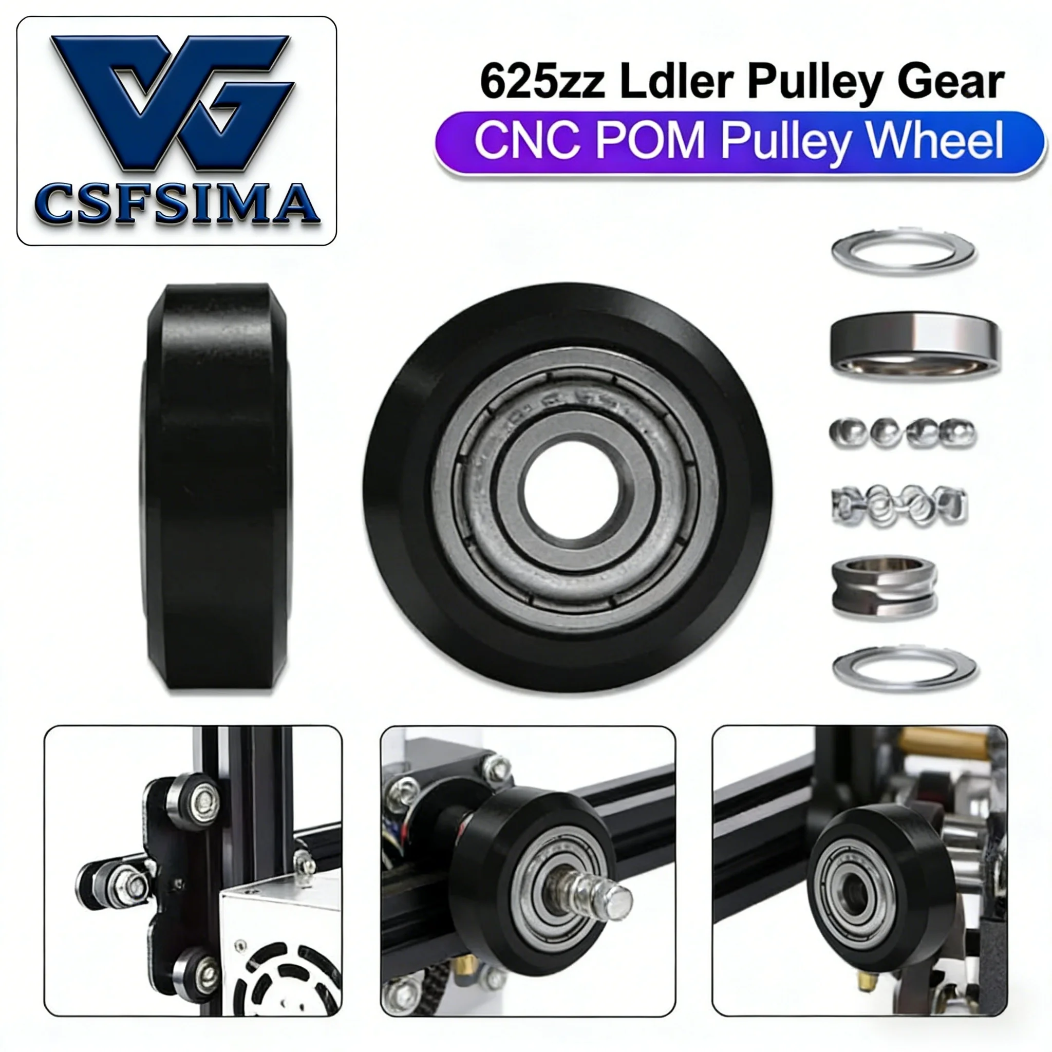 

D-Type Bearing POM V-Wheel Pulley Large & Small Passive Idler Wheel 3D Printer & Engraving Machine Accessories