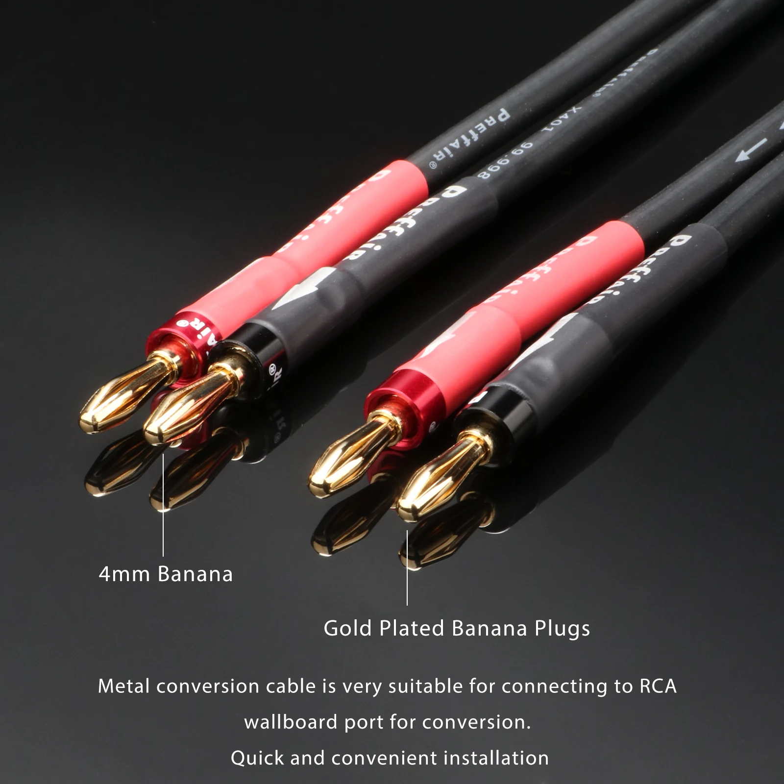 HiFi RCA-Buchse auf 2 Bananenstecker Adapterkabel RCA-Audiokabel für Verstärker Lautsprecher Adapterkabel 4mm Bananen-Lautsprecherkabel – Detail 1