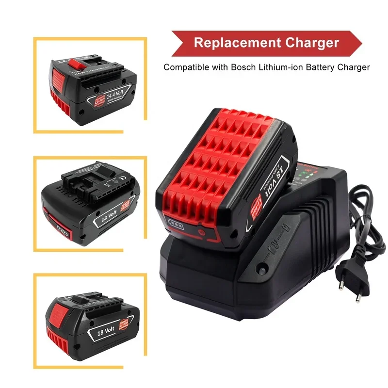 EU Plug 3A Li-ion Battery Charger For Bosch 14.4V 18V Battery BAT609 BAT609G BAT618 BAT618G Charger AL1860CV AL1814CV AL1820CV