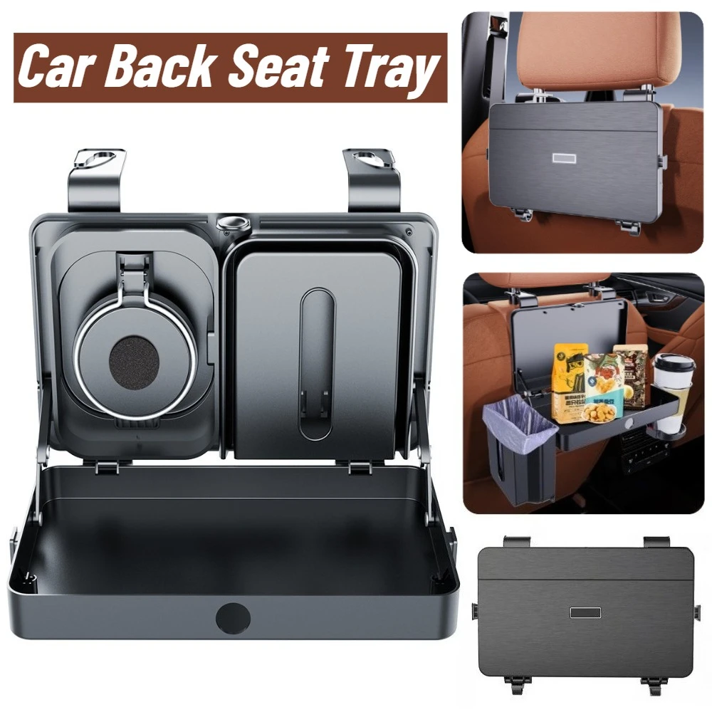2 in 1 Car Tray Back Seat Headrest Tray for Eating Food Writing Laptop Work Adjustable for SUVs Trucks Vans Car Accessories