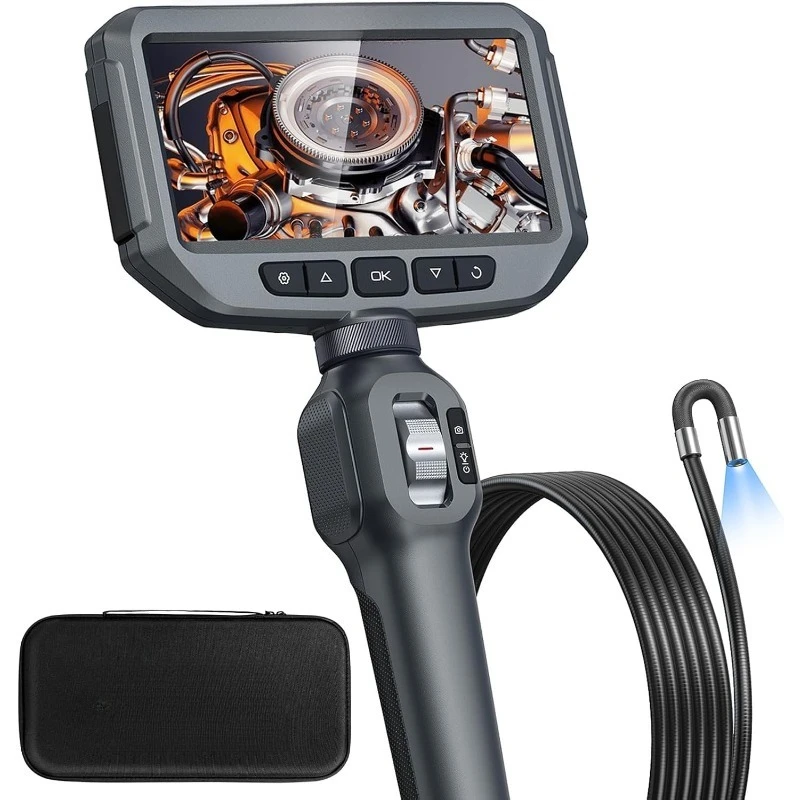 Boroscópio articulado bidirecional, câmera endoscópica articulada DEPSTECH de 0,24 polegadas com luz, câmera de inspeção de cobra IPS de 5 polegadas, Fle