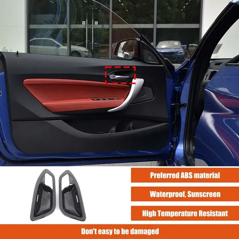 2Pcs ABS Carbon Fiber For BMW 1 2 Series F20 F21 F22 F23 2012-2019 Car Interior Door Bowl Protective Sticker Car Accessories