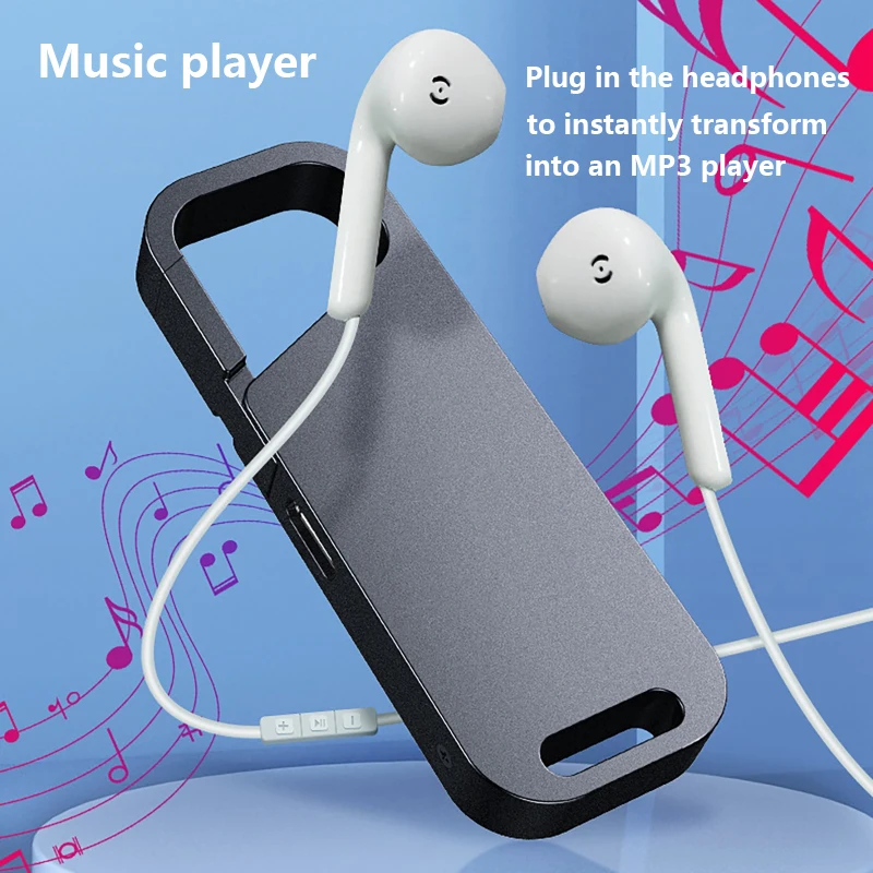 Portable One-Key Recorder Voice-Controlled Recording Segmented Recording Voice Recorder Dictaphone HD Noise Reduction MP3 Player