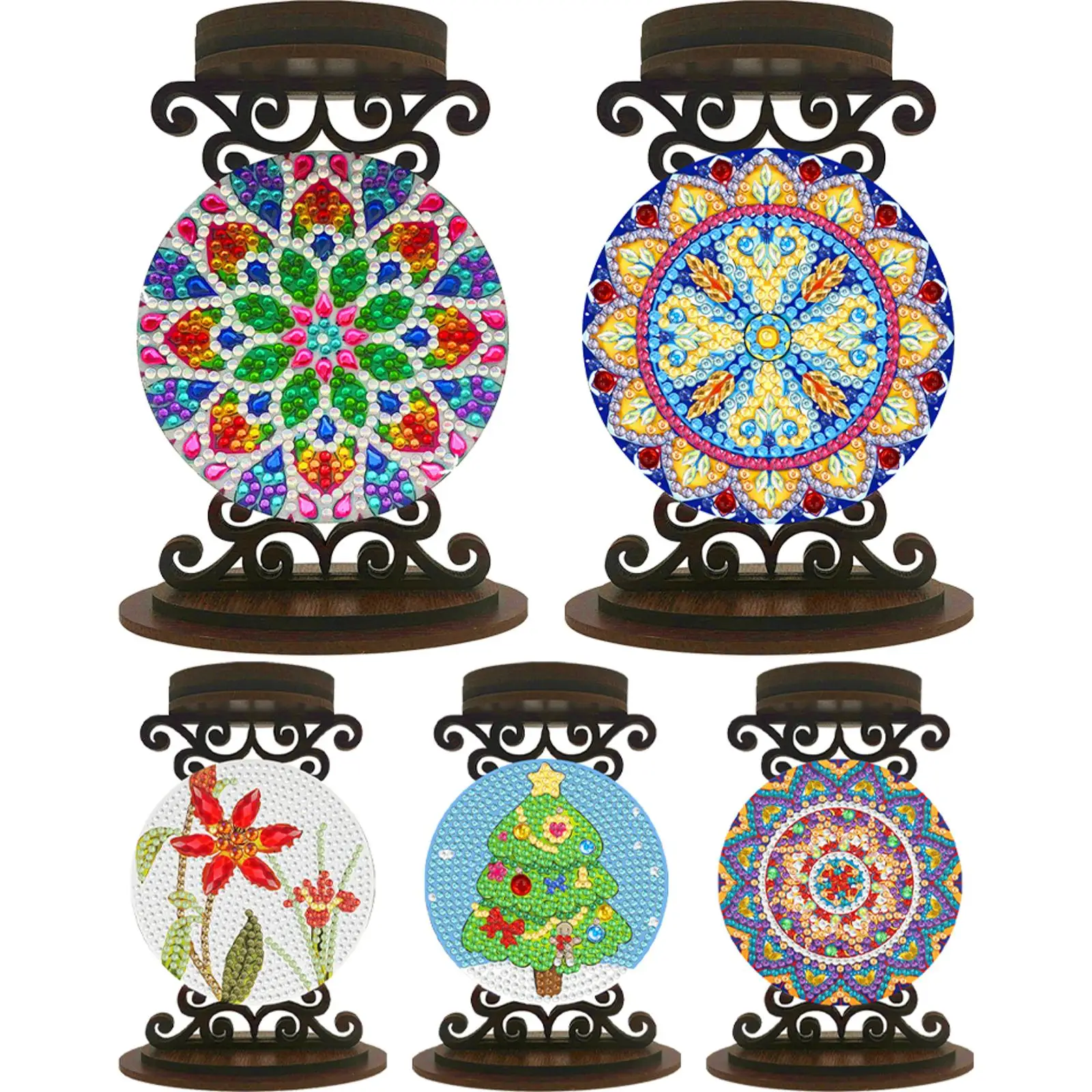 شجرة عيد الميلاد سطح المكتب الشاي ضوء شمعة حامل الروائح شمعة حامل 5D DIY الماس الفن حامل شمعة صغيرة للحرف الفنية #1