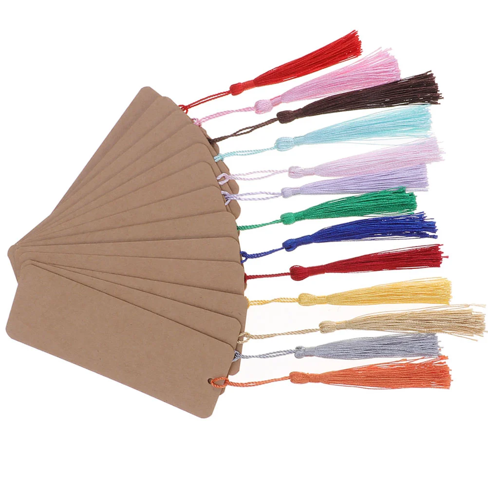 

30 Pcs Paper Blank Bookmark Labels Bookmarks for DIY Crafting with Tassel Graffiti Unpainted Unfinished