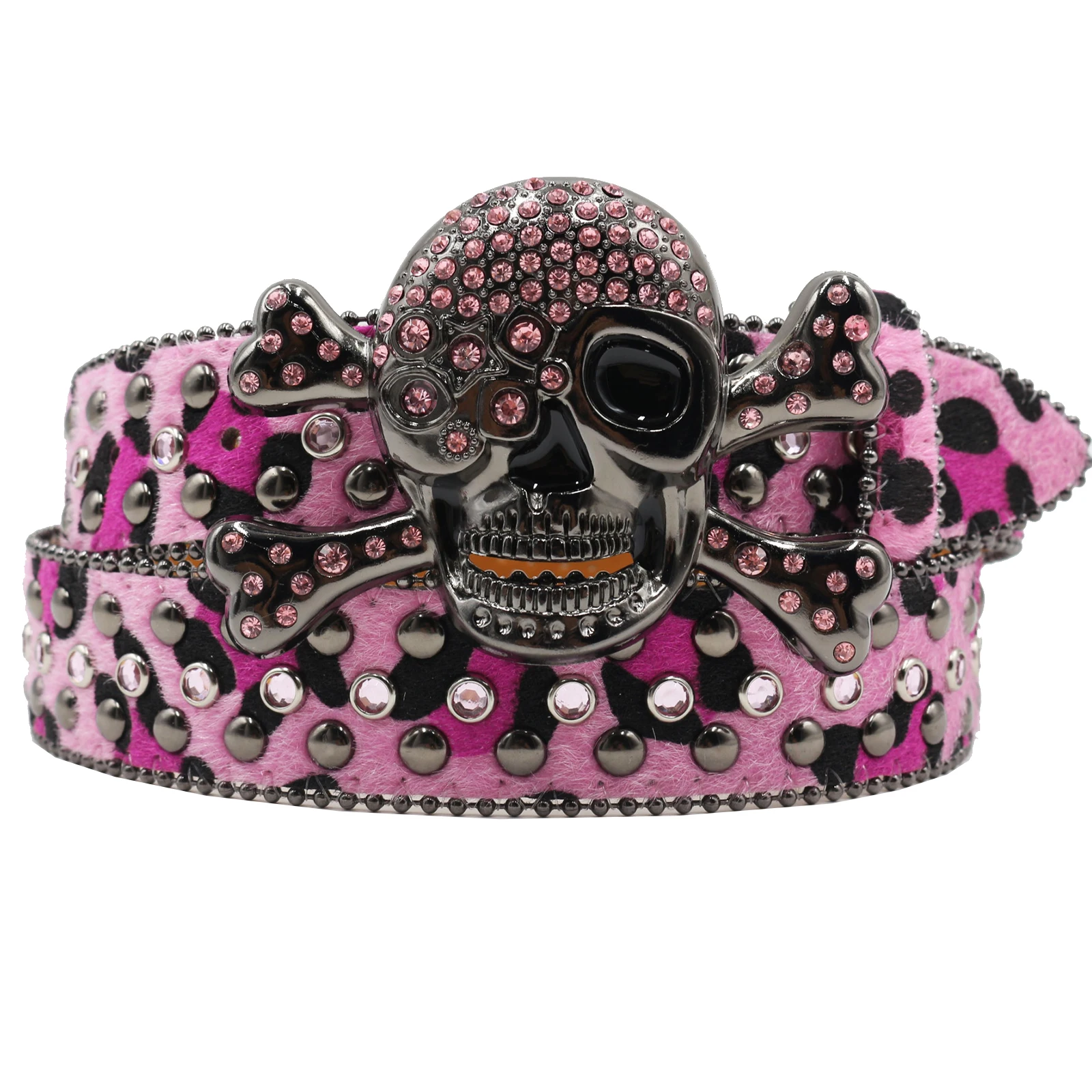 Leopard skull Hot Rhinestone Western Belt Fashion Studded Belts for Men Strap Diamond White Belts Cowgirl Cowboy For Jeans