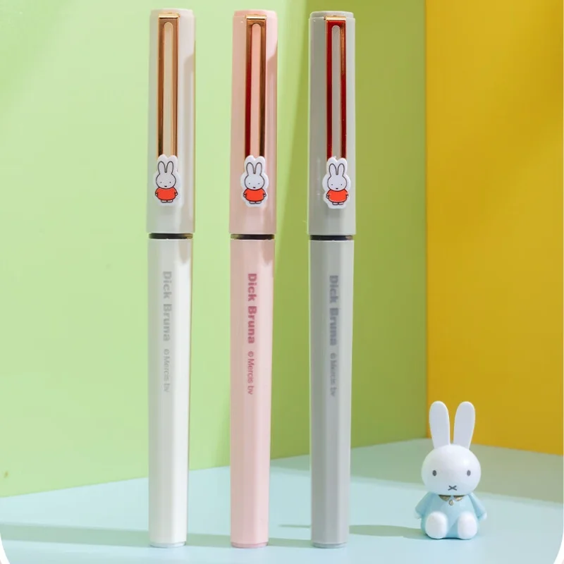 M&G 12pcs Gel Pens 0.5mm Black Miffy Series Straight Liquid Signature Pens Full Syringe Pen for Students Office Writing