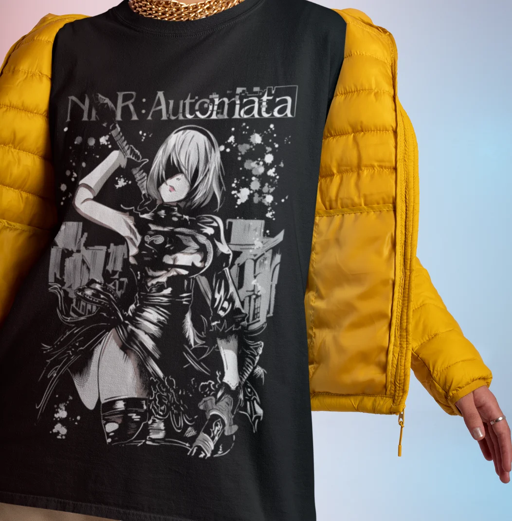 Nier Automata Shirt YoRHa 2B 9S Kaine Tshirt Anime Waifu Girl T-Shirt Emil Adam