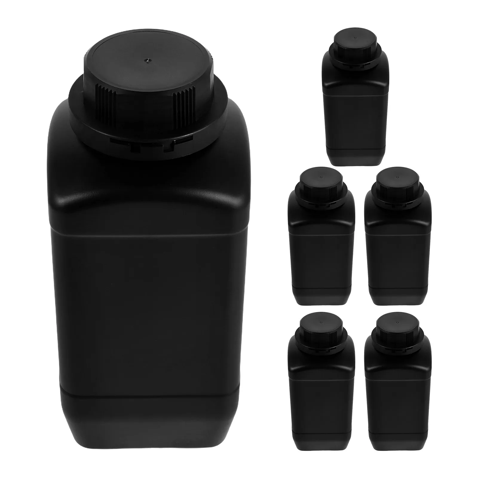 

6Pcs Wide Mouth Reagent Bottle 1.5L Black Square Leak Proof Plastic Chemical Storage Container Lab Bottles for Solid Liquid
