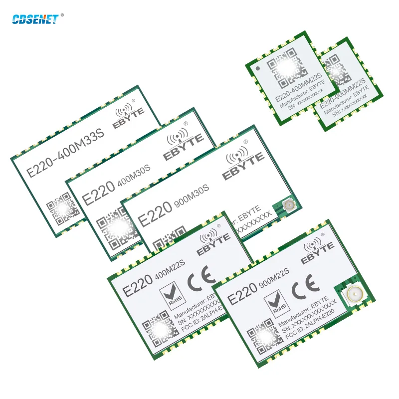 433/868/915MHz LLCC68 LoRa Spread Spectrum Wireless Module E220 22-33dBm 6-11Km Long Distance PA+LNA PCB stamp hole Antenna