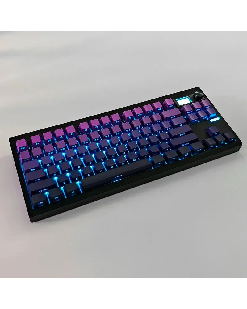 purple and black gradient pbt dye sub keycaps full set oem profile for mechanical keyboards
