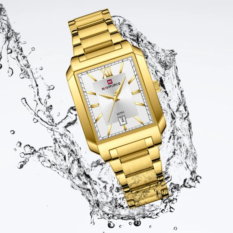 ساعة الزوجين NAVIFORCE 9251GL هدية يوم الذكرى كوارتز عشاق ساعة 3ATM مقاوم للماء مؤشر مضيئة الفولاذ المقاوم للصدأ حزام الساعات #5