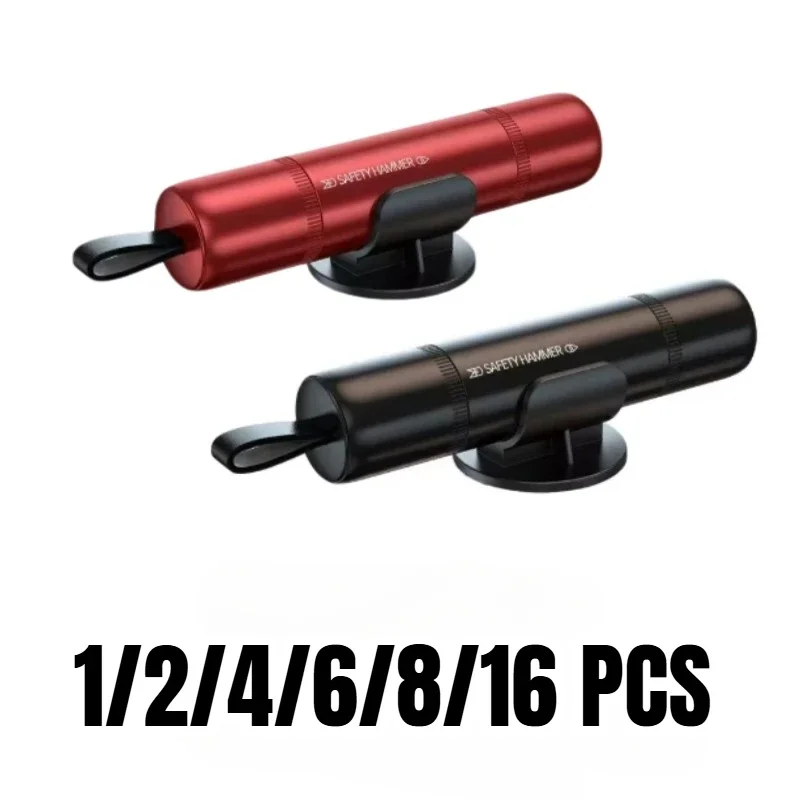 1/2/4/8/16 Pcs Car Safety Hammer 2 in 1 Emergency Glass Breaker Cut The Seat Belt Rescue Tool English Packing Car Accessories