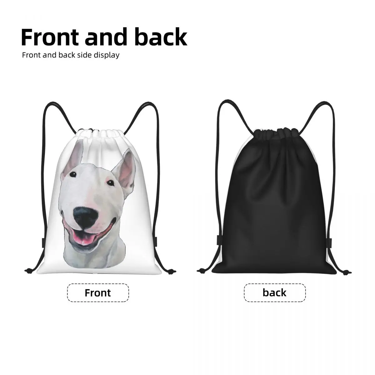 Bull Terrier Drawstring Backpack Sports Gym Bag for Men Women Funny Print Dog Puppy Shopping Sackpack