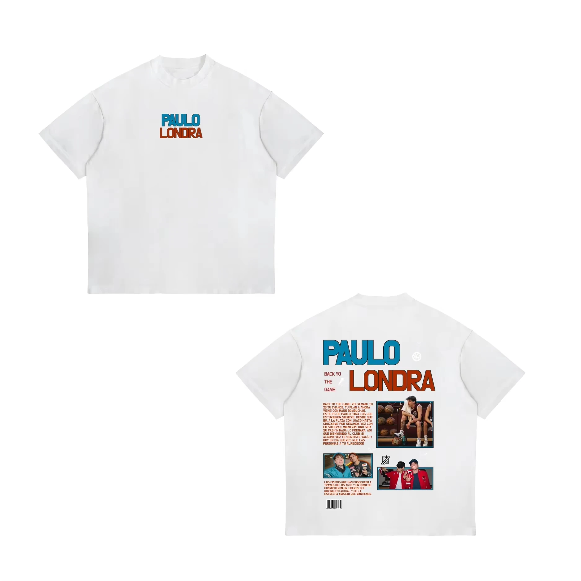 Camiseta de algodón con cuello redondo estilo hip-hop retro para hombre, merchandising de la gira 2026 de Paulo Londra, camisetas casuales de moda para conciertos para hombre y mujer