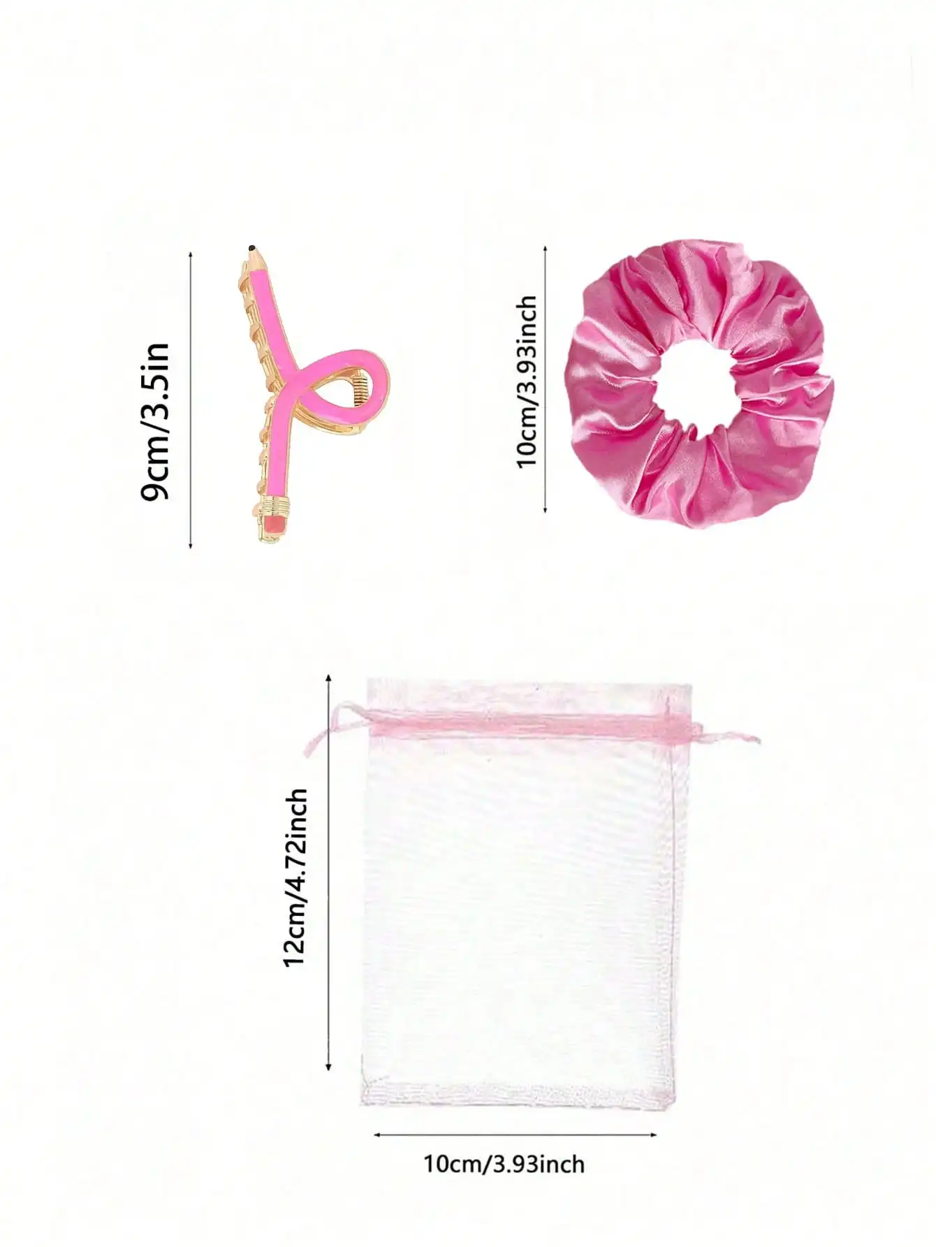 3/5sets Girls Hair Accessories Set - Pencil Shaped Hair Clips Elastic Bands And Storage Bag - Elegant Hair Accessories
