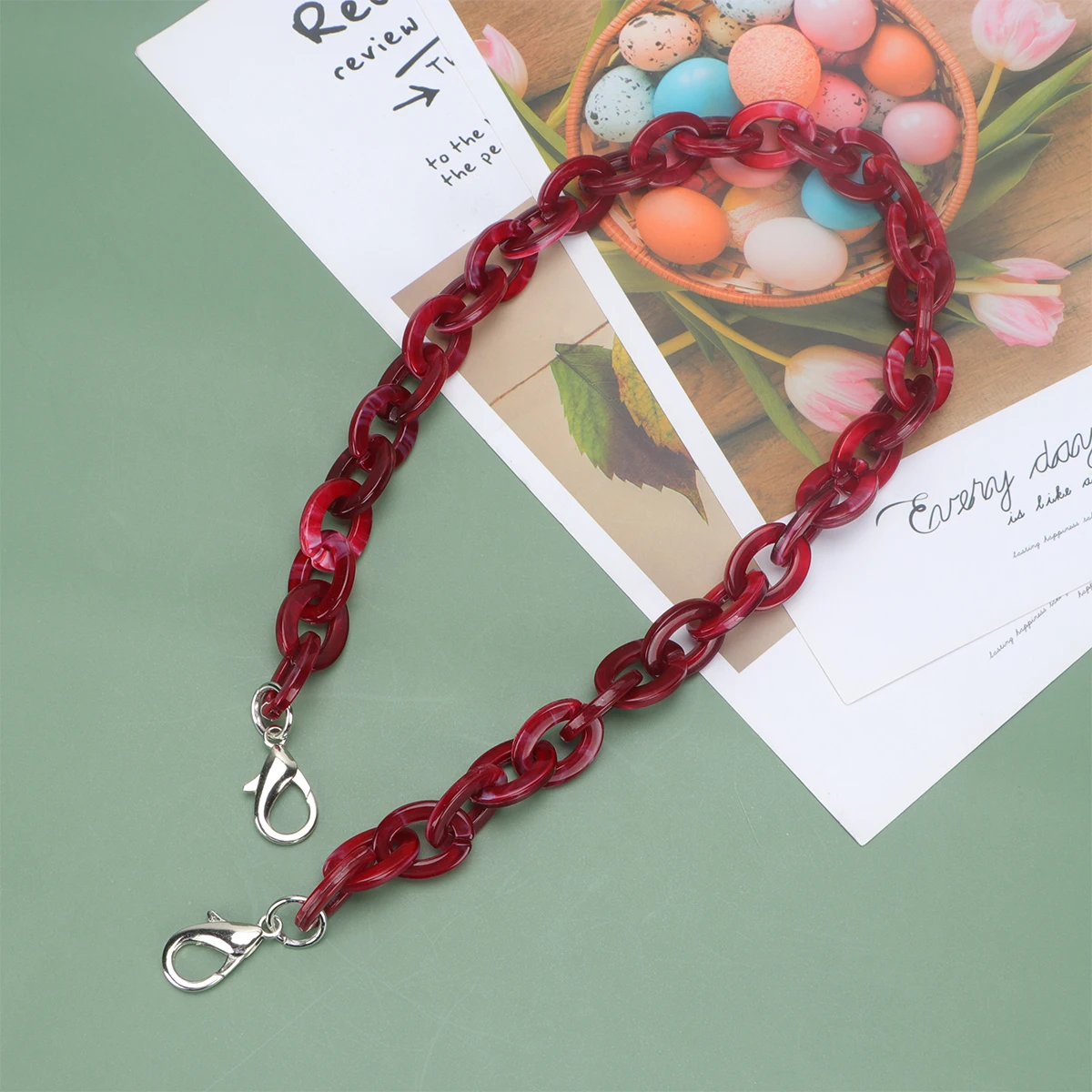 

60Cm Acrylic Handbag Chain with Alloy Buckle Polished Replacement Strap for Tote Purse DIY Small Bag Decorative Accessory