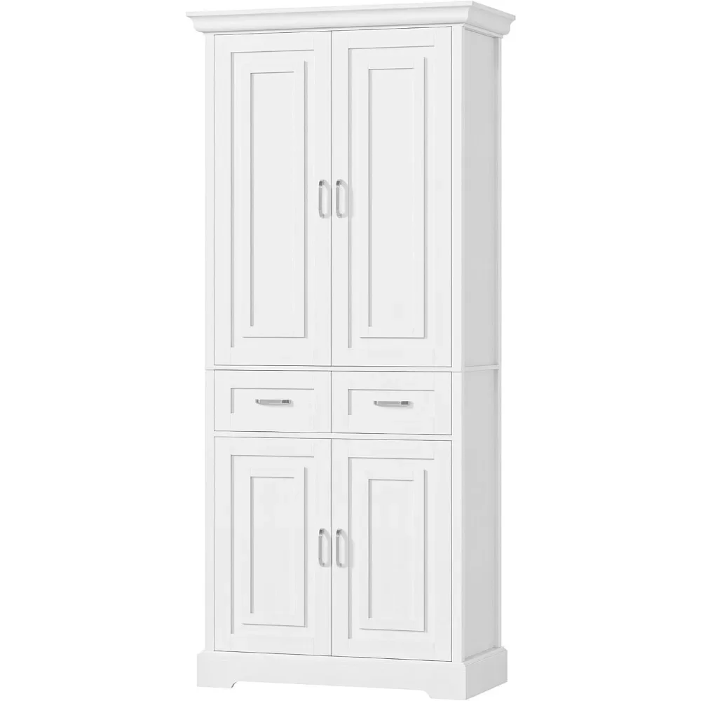 

Kitchen Pantry Storage Cabinet, 71" Tall Storage Cabinet with 4 Doors and 2 Drawers, Utility Kitchen Pantry with Adjustable