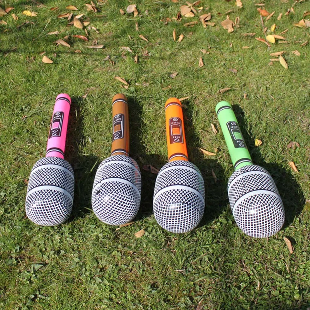 

12 Pcs Inflatable Microphone Fake Karaoke Party Decorations Microphones Prop Blow up Instruments