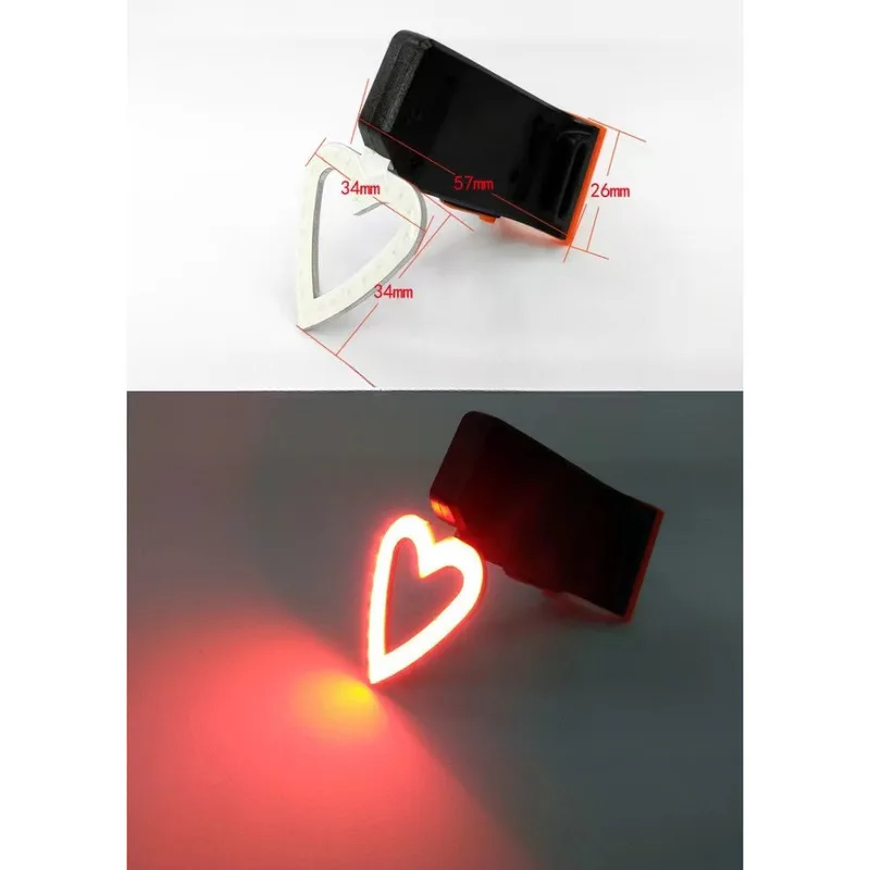 Bicycle Light Heart Taillight Night Riding USB Rechargeable High Brightness COB Warning Light Flashing Bright Cycling Accessory