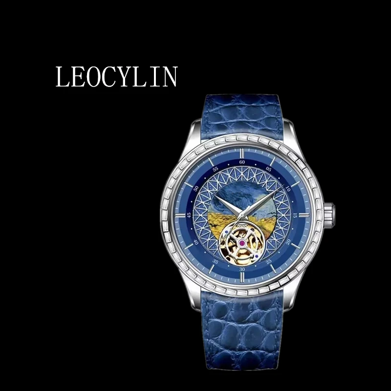 LEOCYLIN Automatic mechanical watch sapphire Swiss movement ETA for men business Wristwatch Tourbillon Relogio Masculino clock