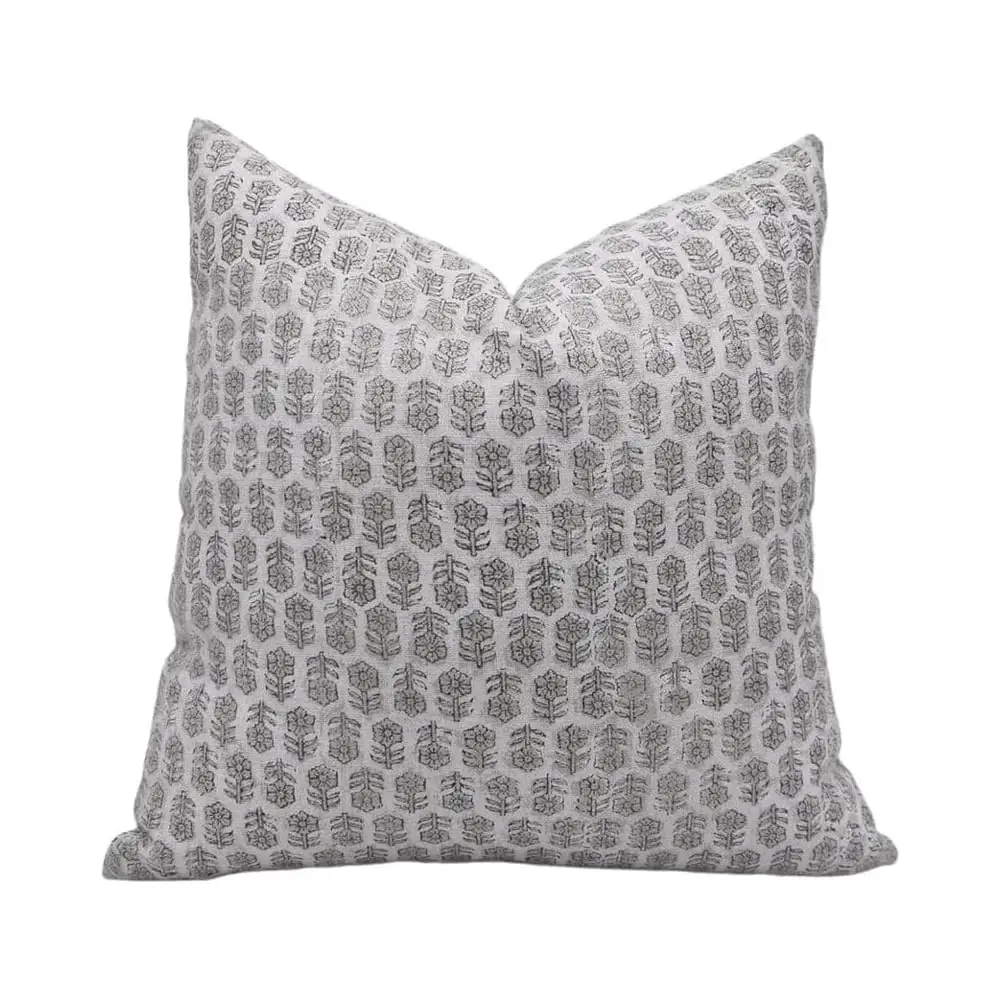 

Thi Linen 18X18 H Throw Pillow Cover, Outdoor Pillow With Handblo Print, Decorative Handmade Cushion Cover For Sofa And Couch,