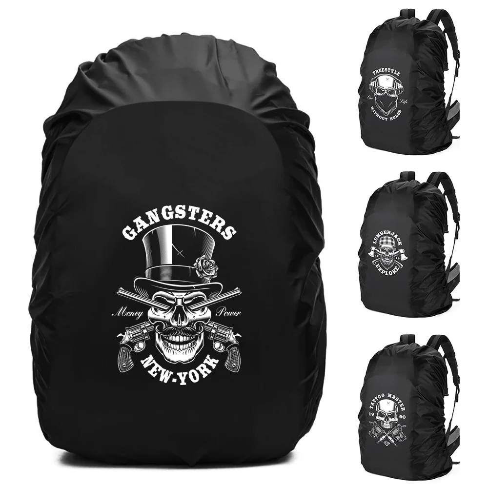 Skull Print 20-70L Multipurpose Backpack Cover Foldable Protective Cover Rainy Day Skiing Climbing Camping Hiking Backpack Cover
