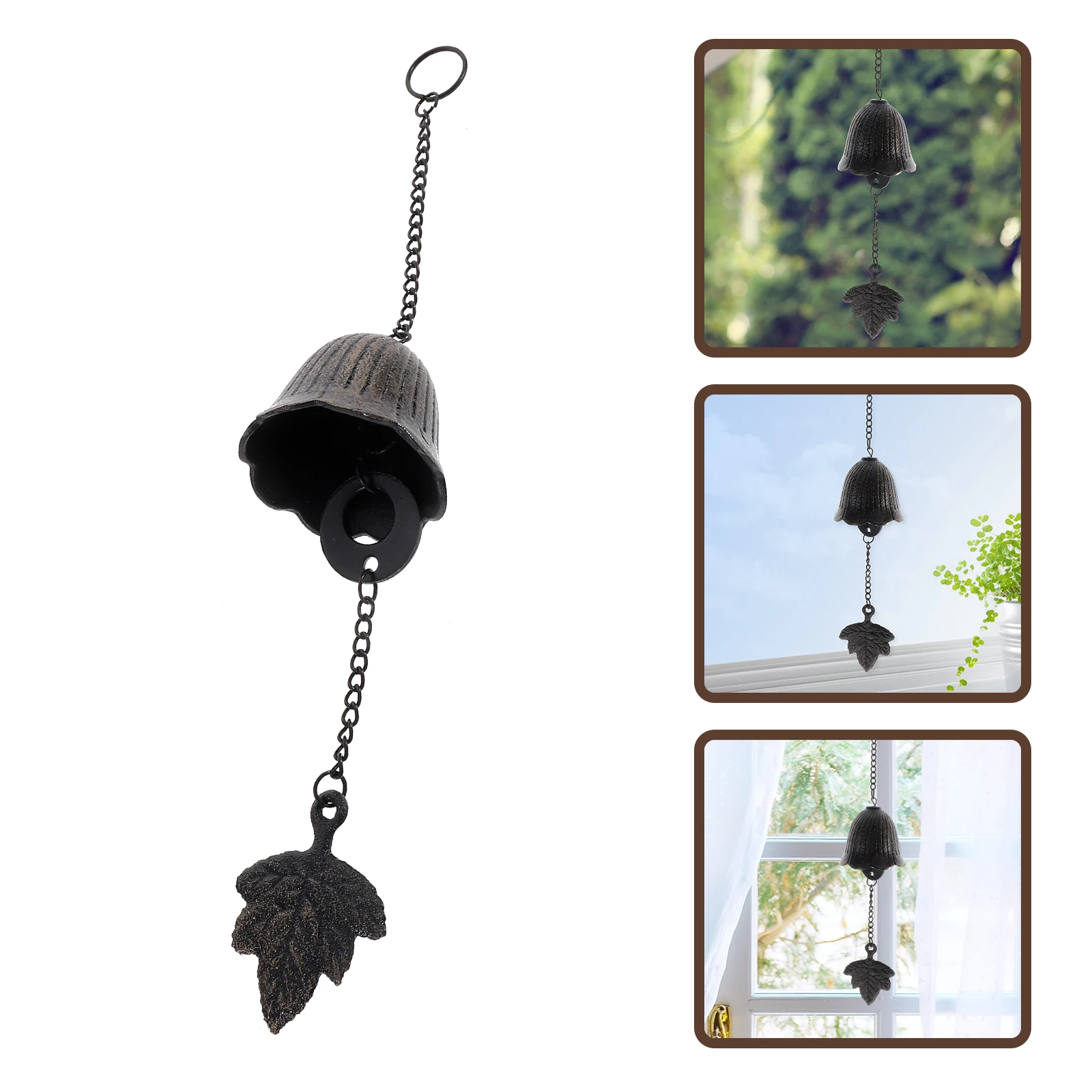

Retro Cast Chime Maple Leaf Durable Hanging Iron Wind Bell Home Decor Garden Yard Temple Fortune Hanging Bell Yoga Place