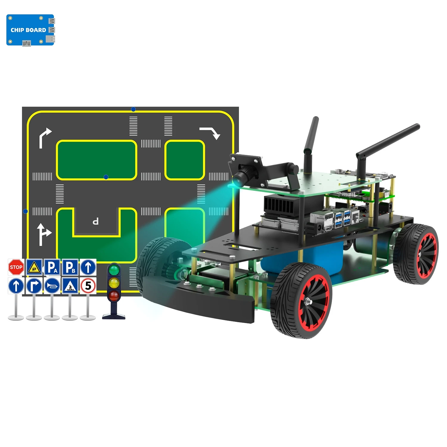Yahboom ROSMASTER R2L Robot Kit - Jetson Nano 4GB, Ackermann Steering, ROS Support, AI Model Training